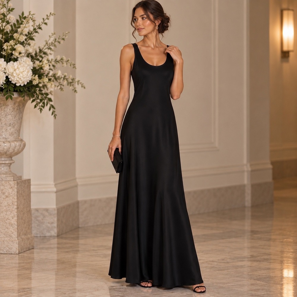 NWT A. Ren Black Scoop Neck Tank Maxi Dress Size S Style AR1102 Rayon Blend